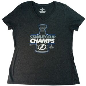 Fanatics‎ Tampa Bay Lightning Stanley Cup Champs V Neck T Shirt Womens L